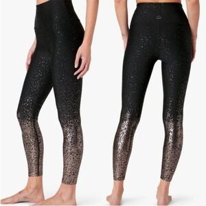 Beyond Yoga Alloy Ombre Speckled Midi Leggings Womens XS Black Gold High Waisted